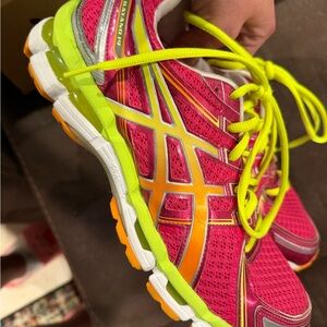 ASICS Women's Athletic Shoes - Pink and Neon Yellow